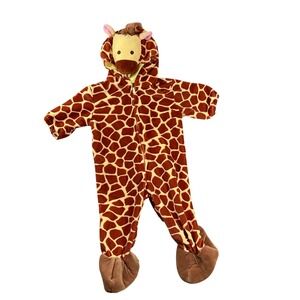 Miniwear Giraffe Costume Baby 3/6 Months Brown Spotted Plush Hooded Jumpsuit